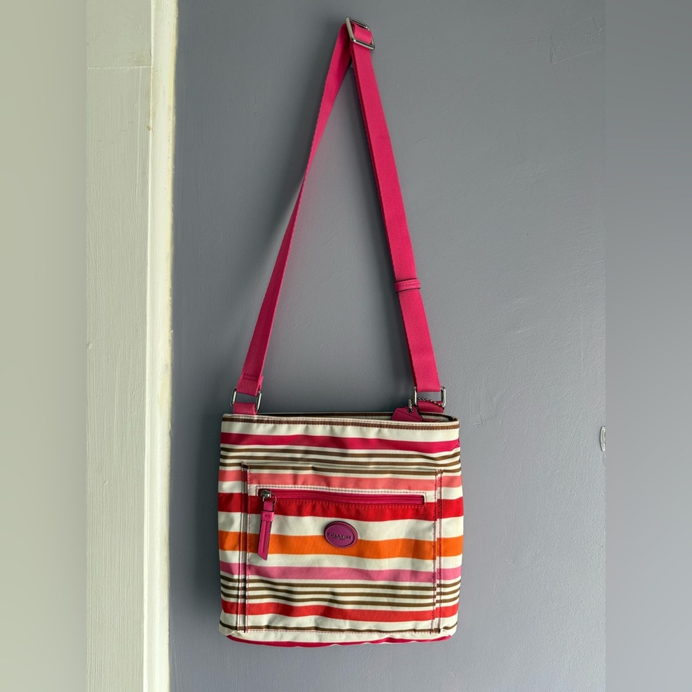 Y2K Coach Getaway Stripe Nylon Crossbody